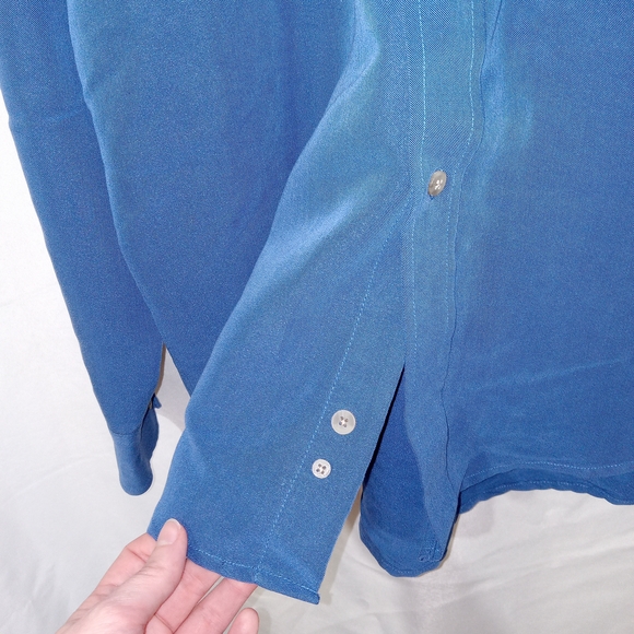 Wrangler George Strait Shirt Mens Size L Blue Button Down Long Sleeve Rayon - Picture 5 of 10